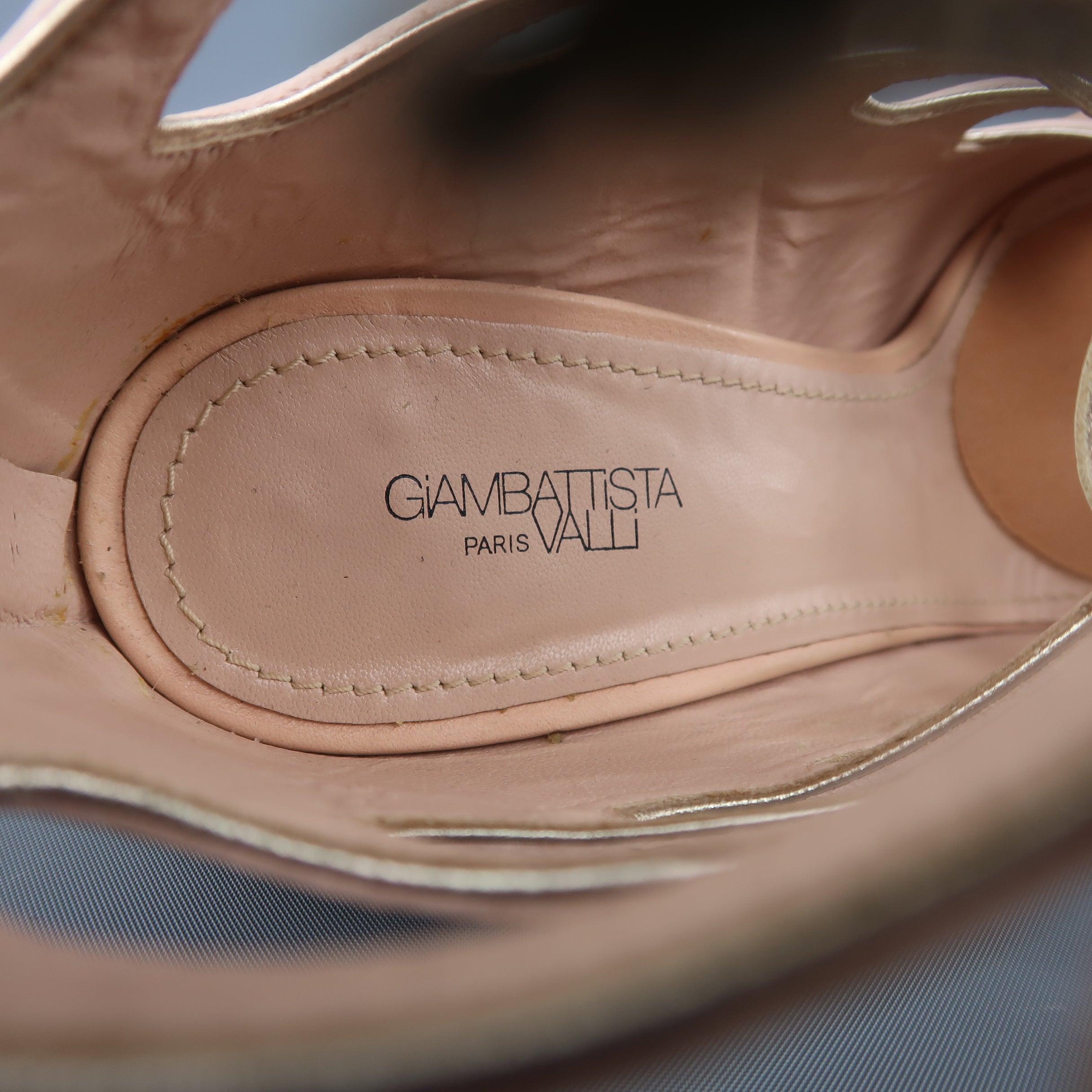 GIAMBATTISTA VALLI Sandales à bout ouvert en cuir rose à lacets taille 9 en vente 2