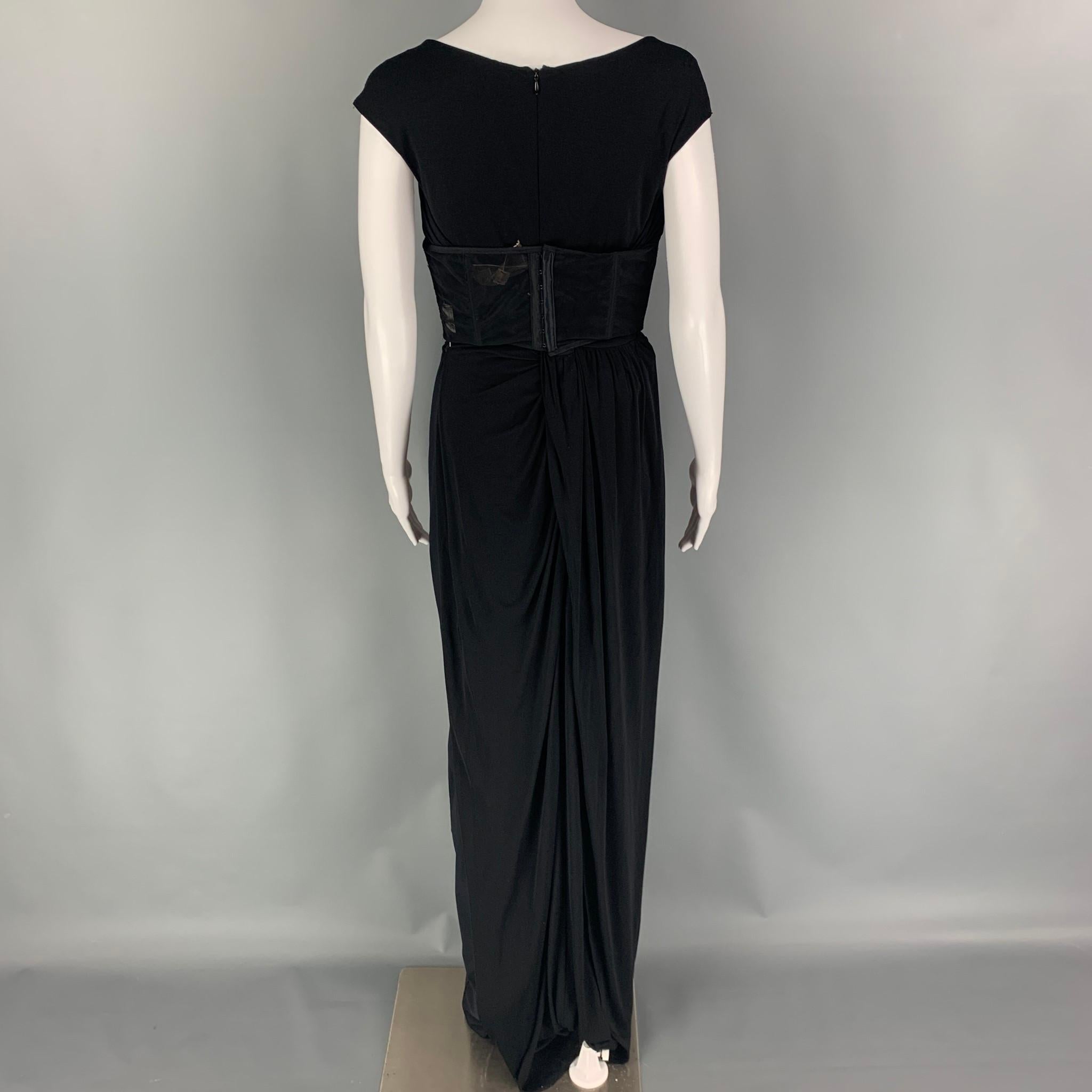 GIAMBATTISTA VALLI Size L Black Silk Sleeveless Bustier Gown Dress 1