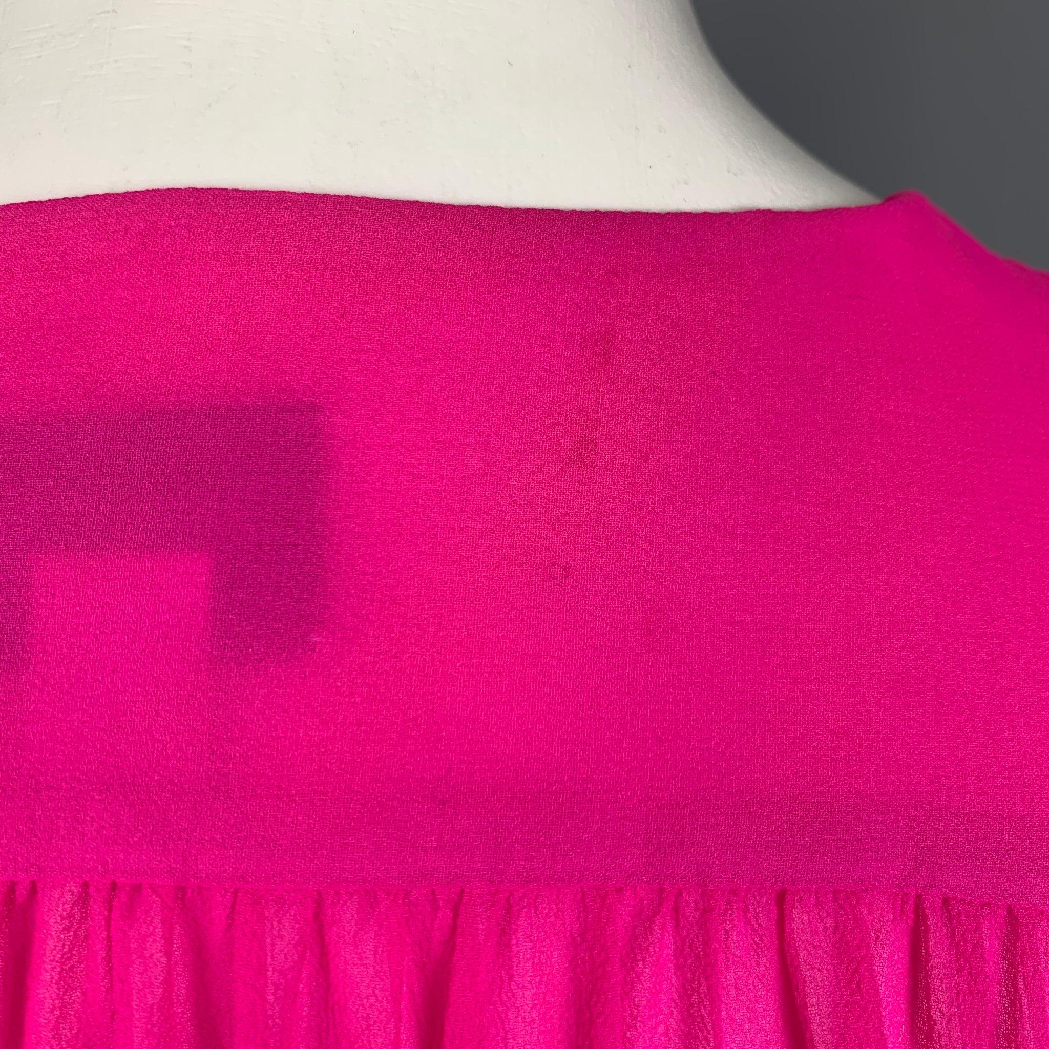 Women's GIAMBATTISTA VALLI Size L Pink Silk See Through Bow Blouse For Sale