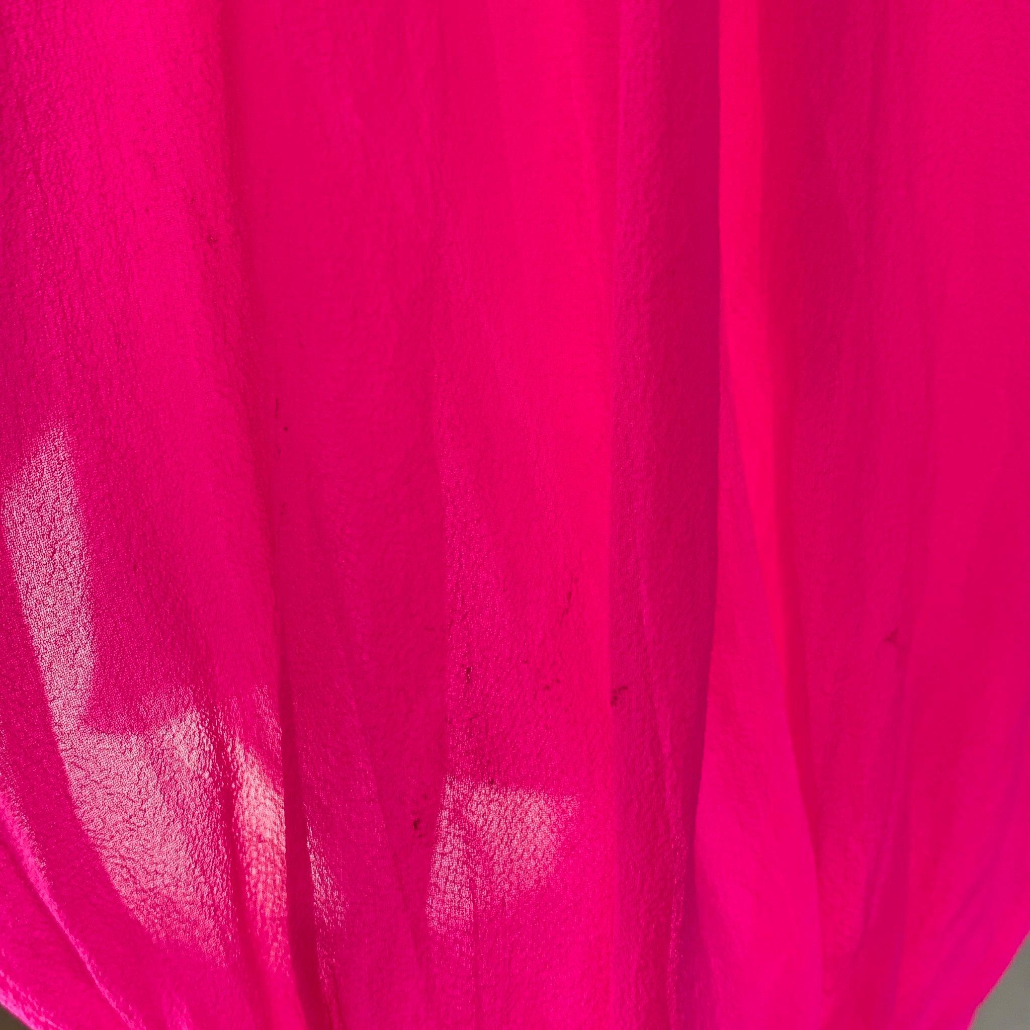 GIAMBATTISTA VALLI Size L Pink Silk See Through Bow Blouse For Sale 1