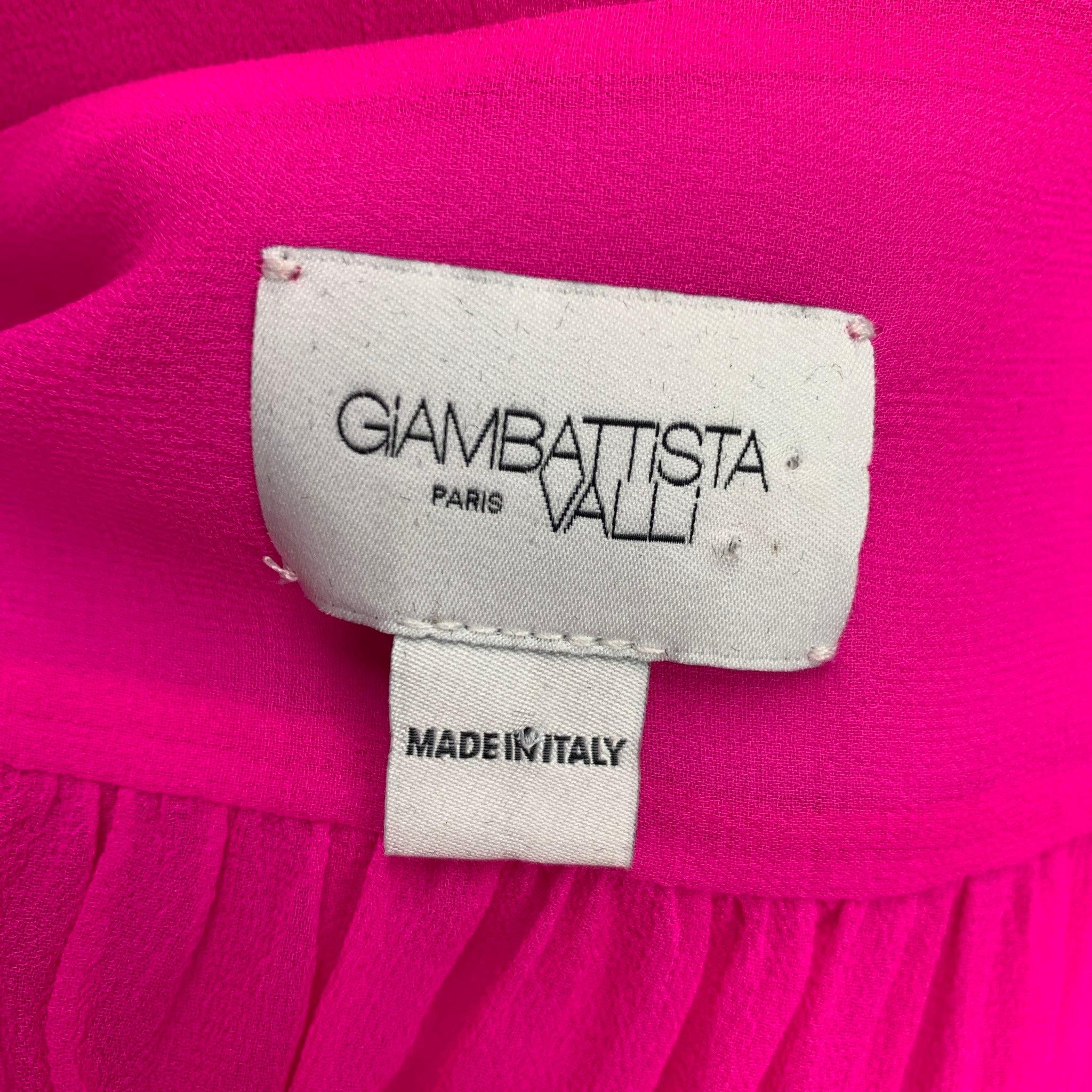 GIAMBATTISTA VALLI Size L Pink Silk See Through Bow Blouse For Sale 2