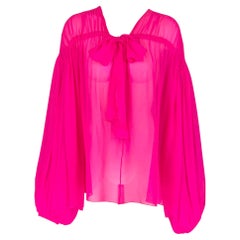 GIAMBATTISTA VALLI Talla L Blusa de seda rosa con lazo transparente