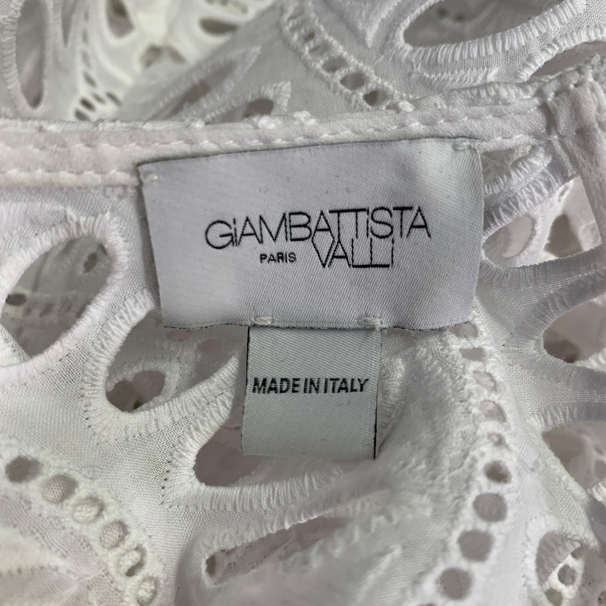 GIAMBATTISTA VALLI Size M Black Eyelet Crop Top Skirt Set en vente 3