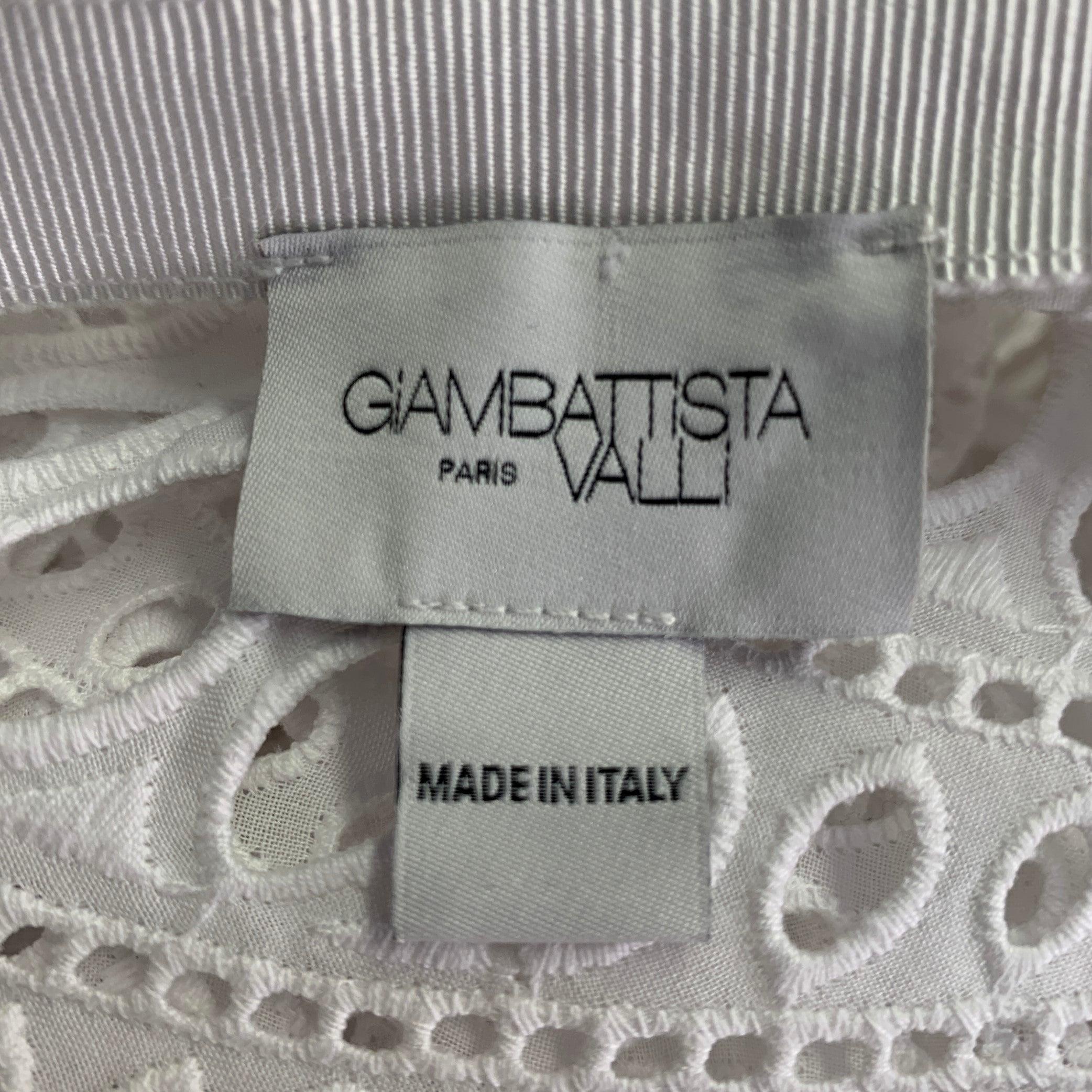 GIAMBATTISTA VALLI Size M Black Eyelet Crop Top Skirt Set en vente 4