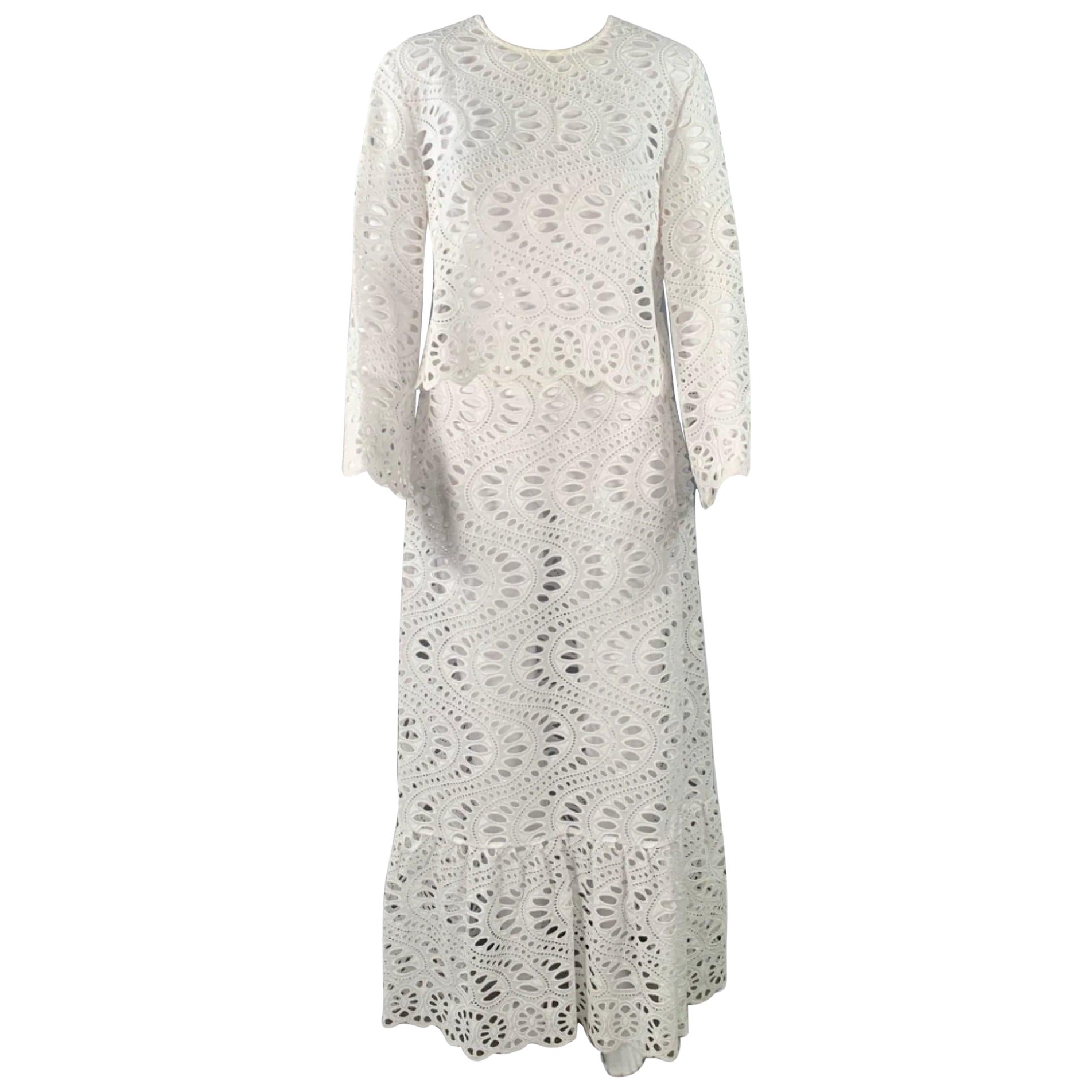 GIAMBATTISTA VALLI Größe M Schwarzes Lochmuster-Top-Rock-Set