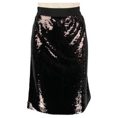 GIAMBATTISTA VALLI Size M Black Polyester Sequined Pencil Skirt
