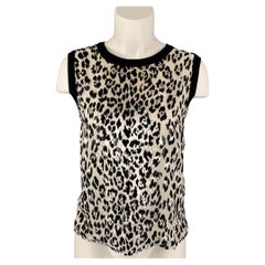 GIAMBATTISTA VALLI Size M Black & White Silk Animal Print Dress Top
