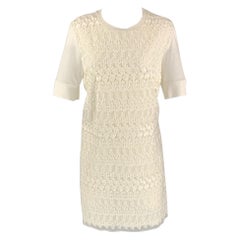 Giambattista Valli Taglia M Abito in cotone bianco con manica corta e pizzo, taglia M. T. I.