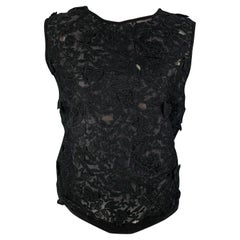 Giambattista Valli Taglia S Nero Cashmere Ricamato Abito senza maniche Top