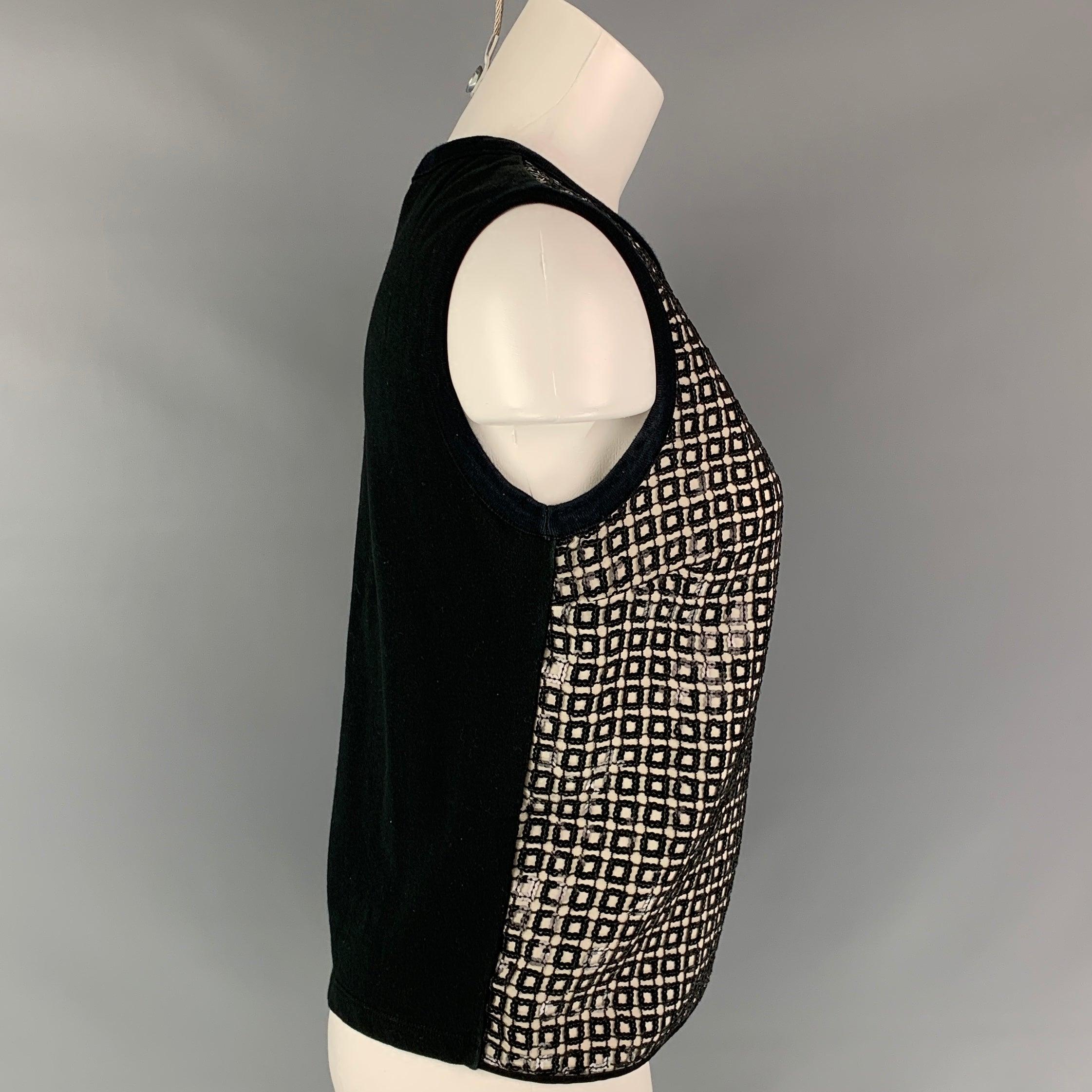 GIAMBATTISTA VALLI Size S Black Polyester Sequined Sleeveless Dress Top In Good Condition For Sale In San Francisco, CA