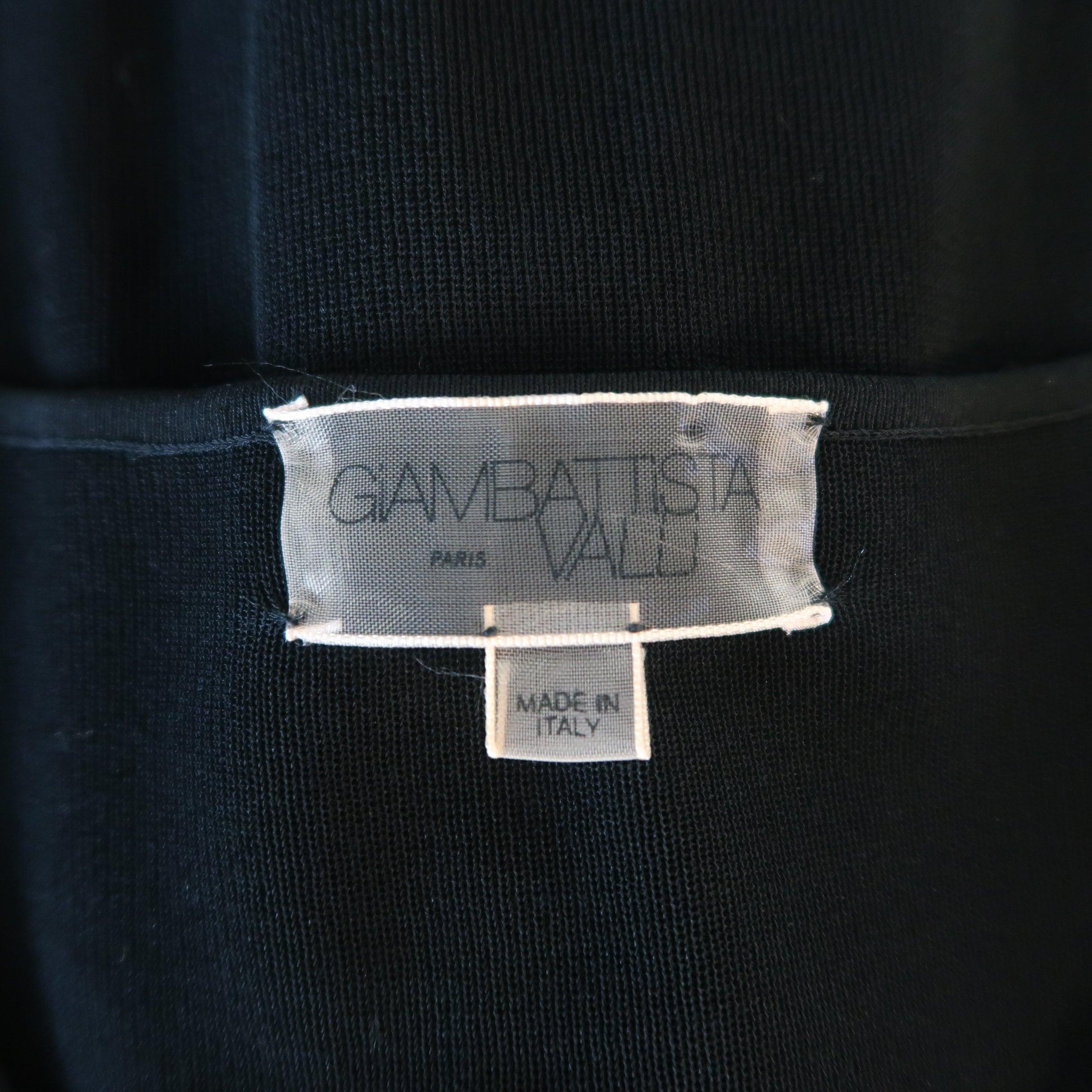 GIAMBATTISTA VALLI Size S Black Scoop Neck Ribbon Fringe Snap Cardigan For Sale 3