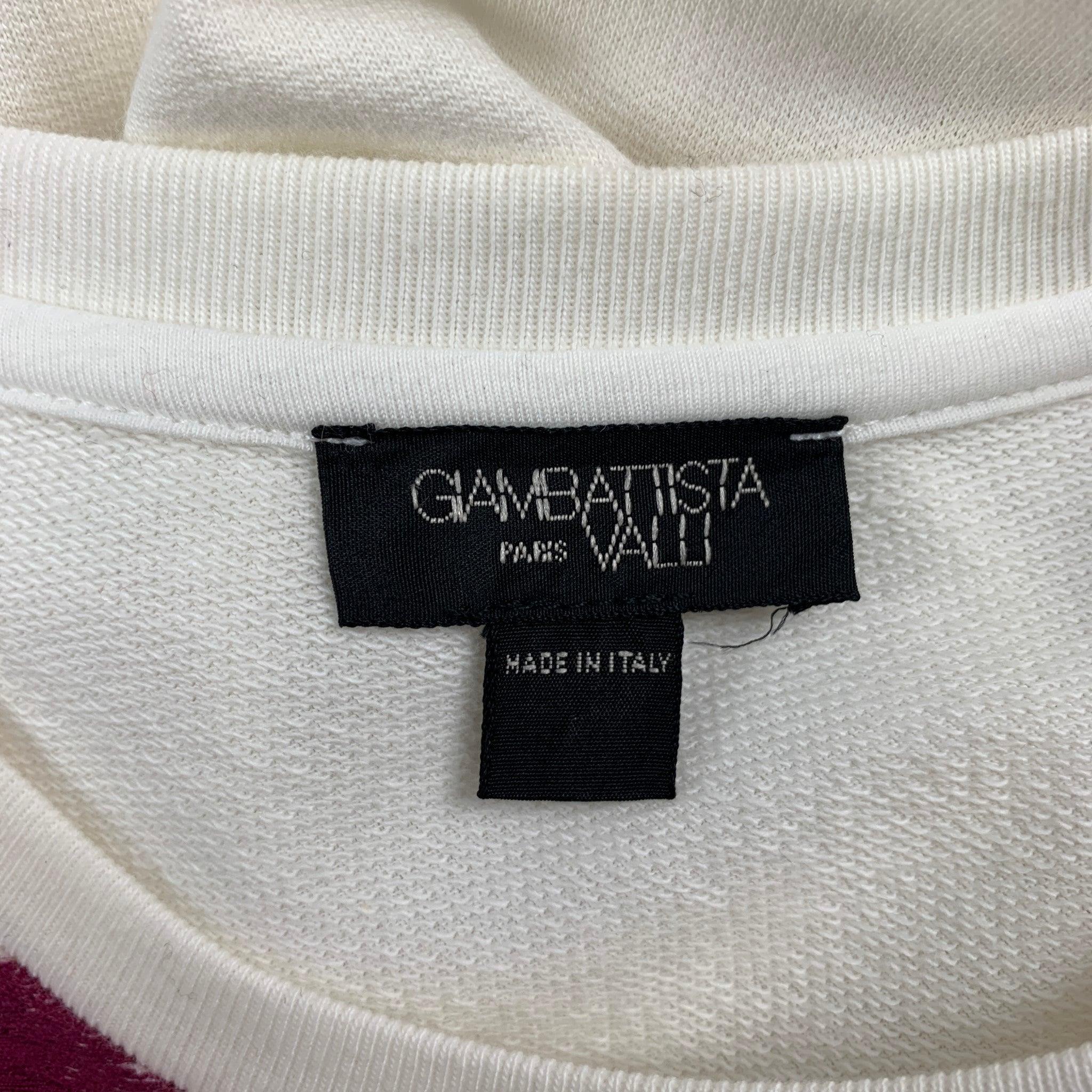 GIAMBATTISTA VALLI Size S White & Burgundy Cotton / Silk Floral Dress Top For Sale 2