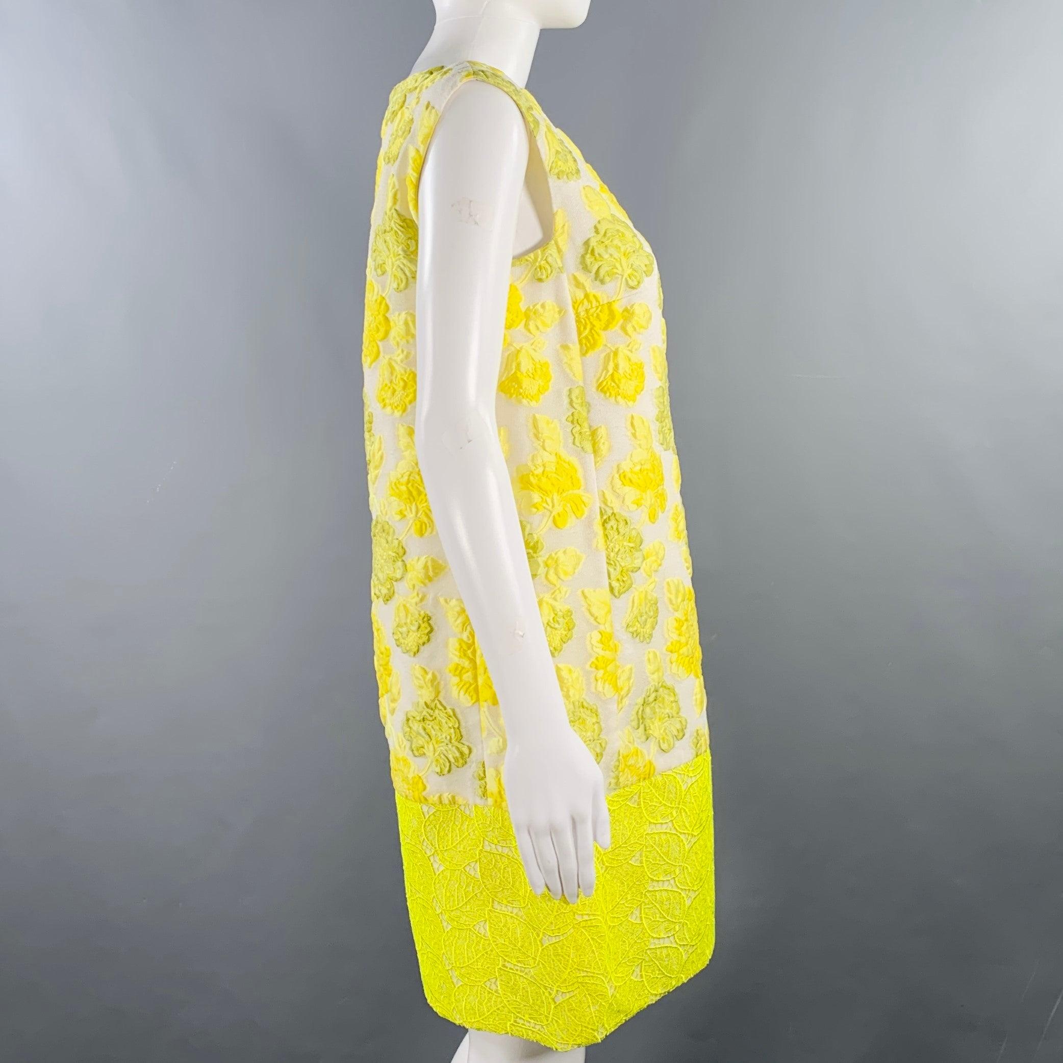 GIAMBATTISTA VALLI Talla S Amarillo Beige Mezcla de Poliéster Vestido Floral Sin Mangas en Bueno estado para la venta en San Francisco, CA