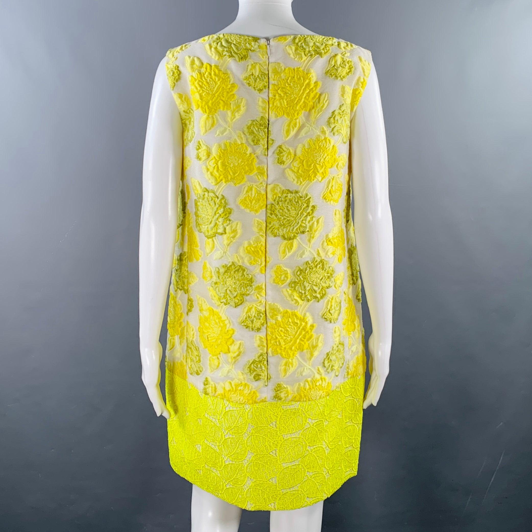 De las mujeres GIAMBATTISTA VALLI Talla S Amarillo Beige Mezcla de Poliéster Vestido Floral Sin Mangas en venta