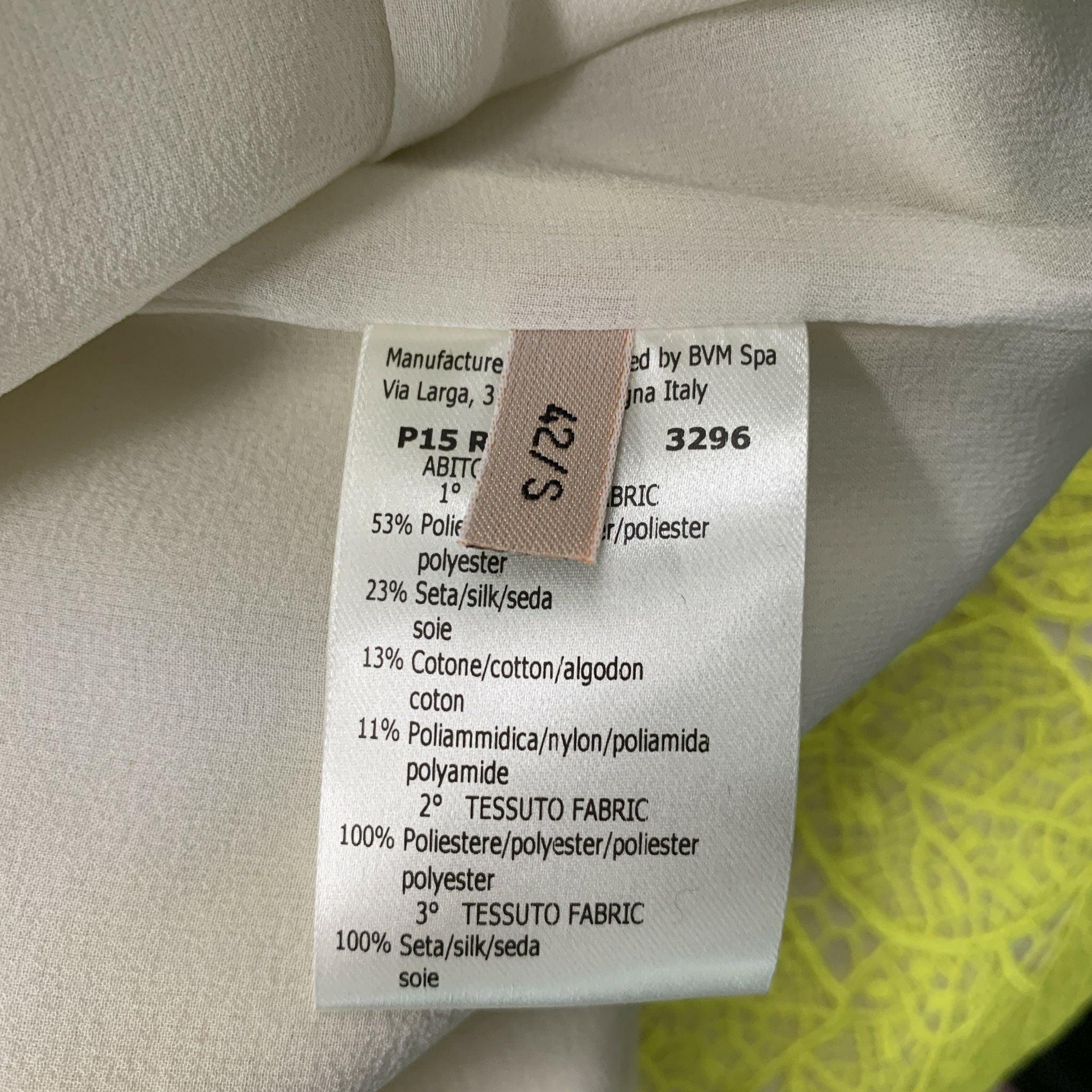 GIAMBATTISTA VALLI - Robe en dentelle jacquard mélangée polyester jaune et beige, taille S en vente 1