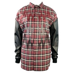GIAMBATTISTA VALLI Size XL Black Red White Wool Blend Plaid Snaps Shirt GIAMBATTISTA VALLI Size XL Black Red White Wool Blend Plaid Snaps Shirt