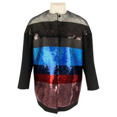 GIAMBATTISTA VALLI Talla XL Chaqueta de lentejuelas de pelo camel multicolor