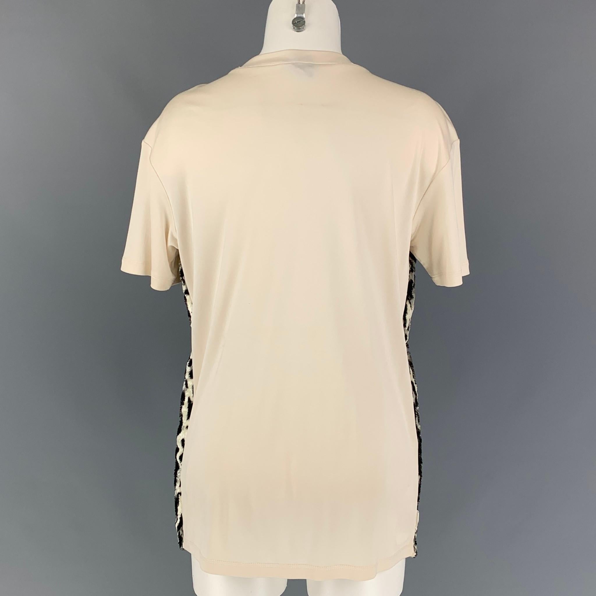 Beige GIAMBATTISTA VALLI Size XS Black & White Silk Animal Print Dress Top