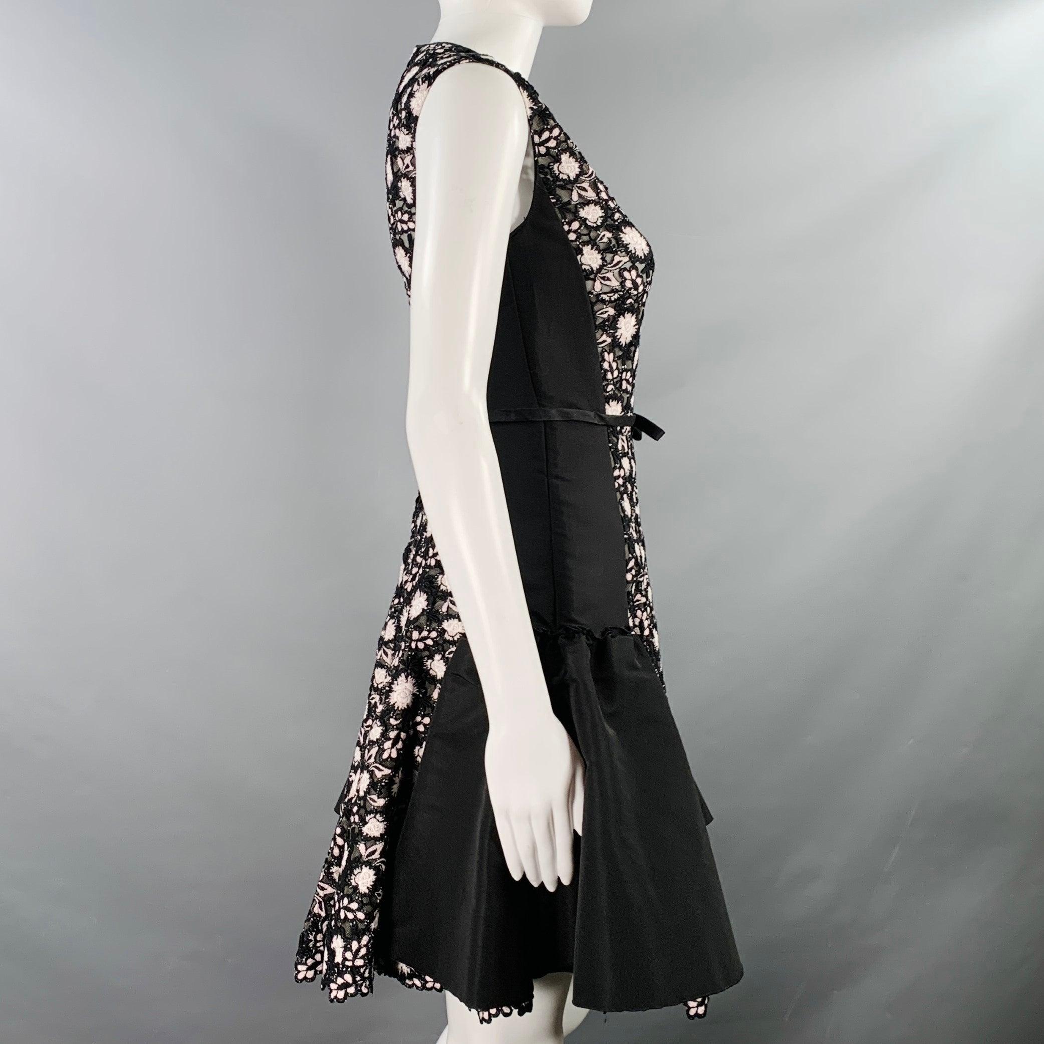 Giambattista Valli Taglia XS Nero Bianco Seta Misto Fabrice Abito da Cocktail In condizioni ottime in vendita a San Francisco, CA