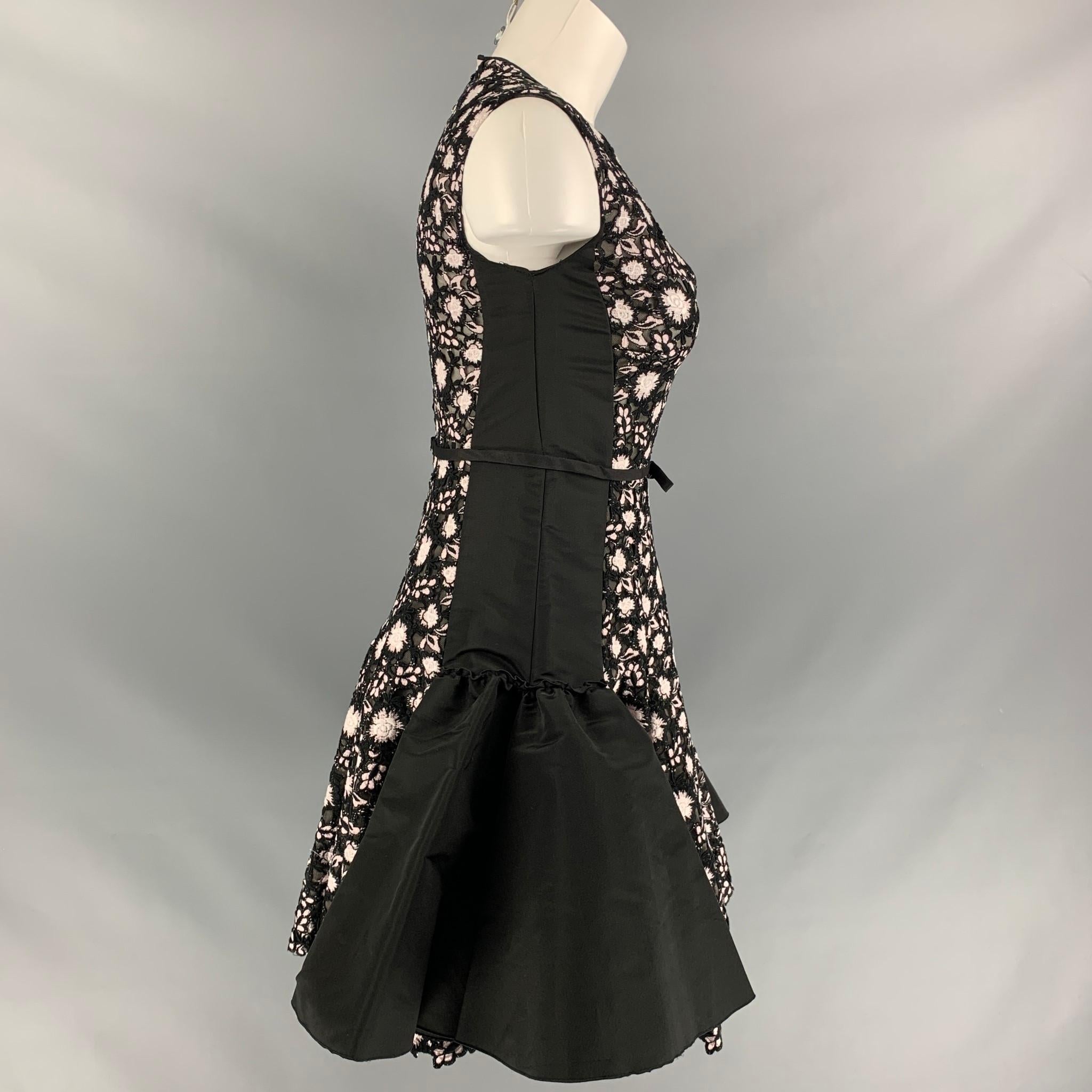 Giambattista Valli Taglia XS Abito da Cocktail in Tessuto Misto Seta Bianco e Nero In condizioni ottime a San Francisco, CA