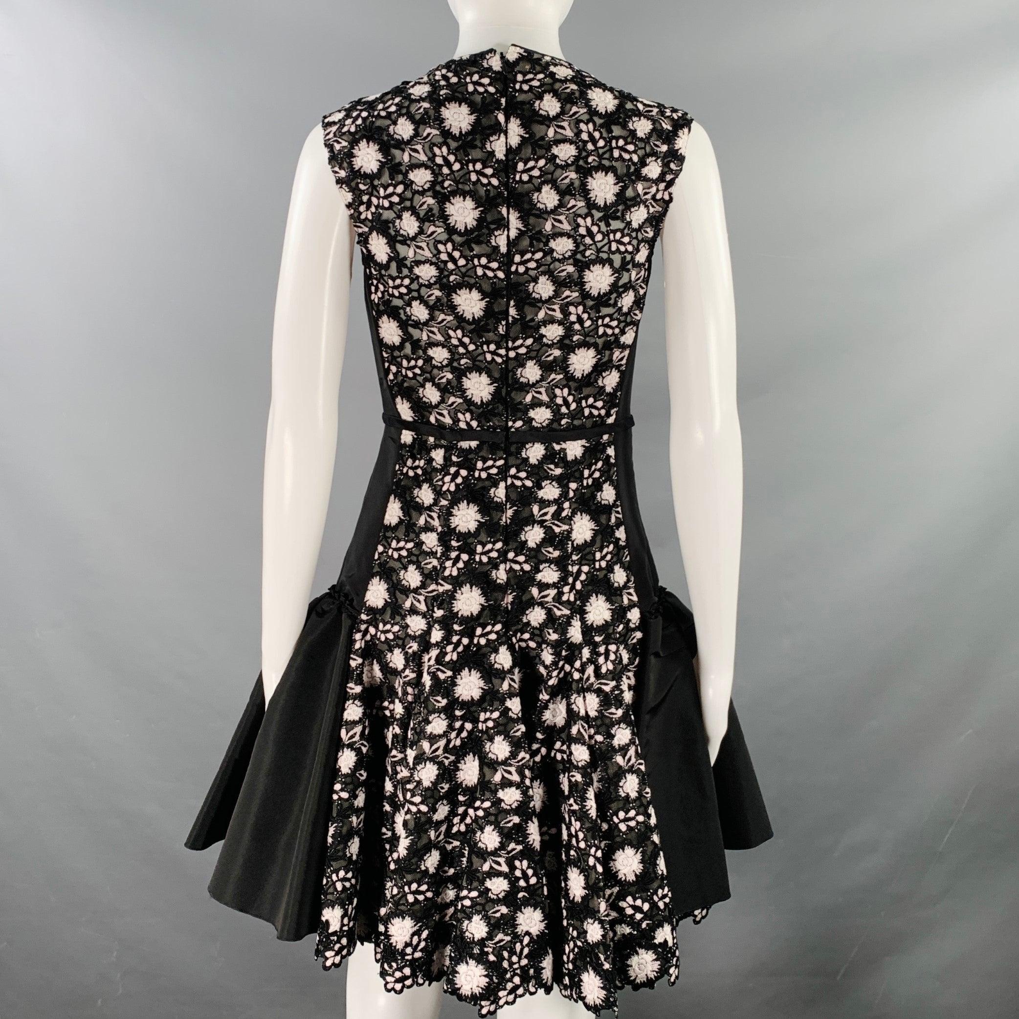 Donna Giambattista Valli Taglia XS Nero Bianco Seta Misto Fabrice Abito da Cocktail in vendita