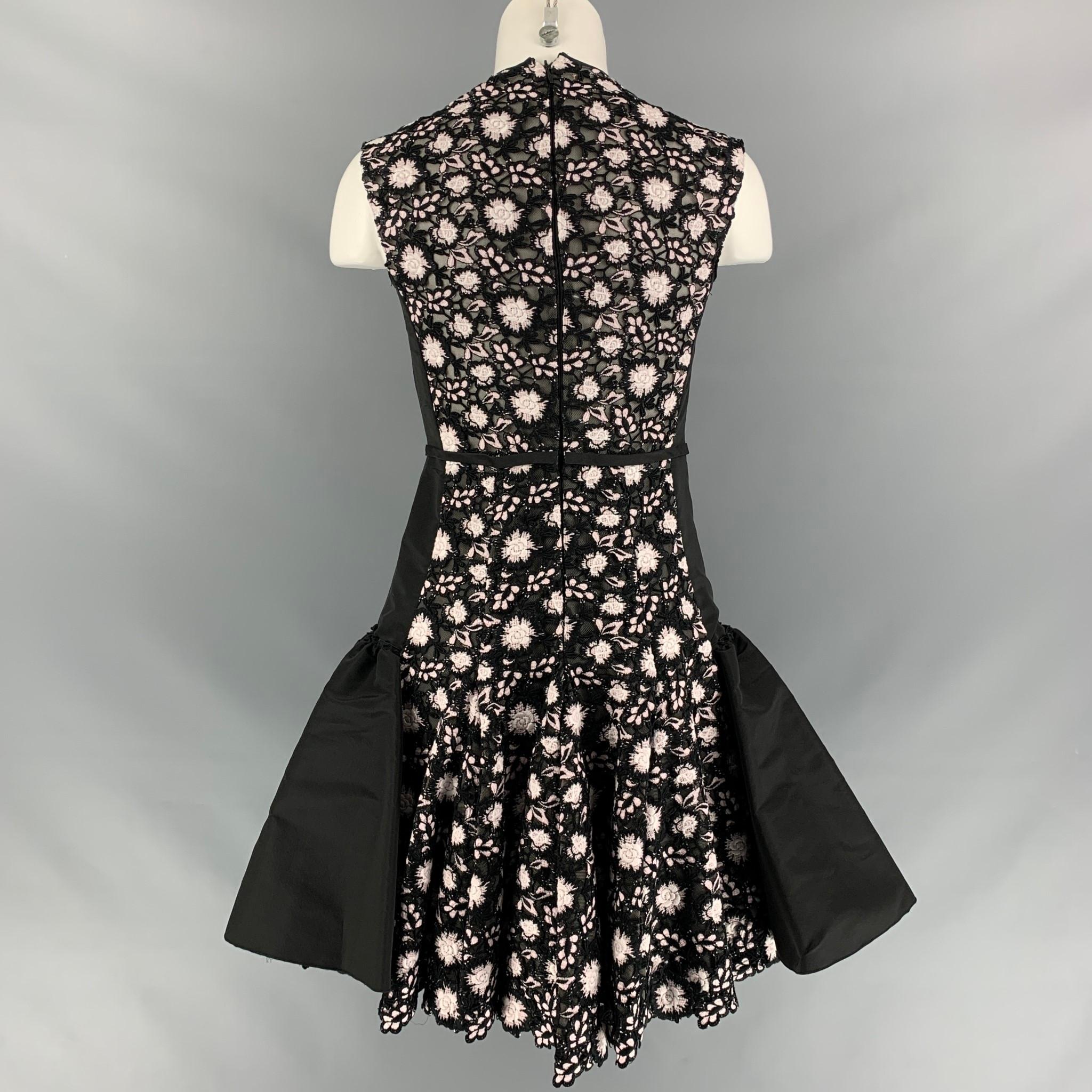 Donna Giambattista Valli Taglia XS Abito da Cocktail in Tessuto Misto Seta Bianco e Nero
