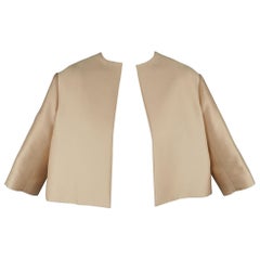 GIAMBATTISTA VALLI - Veste boléro trapèze courte en coton et soie rose, taille XS