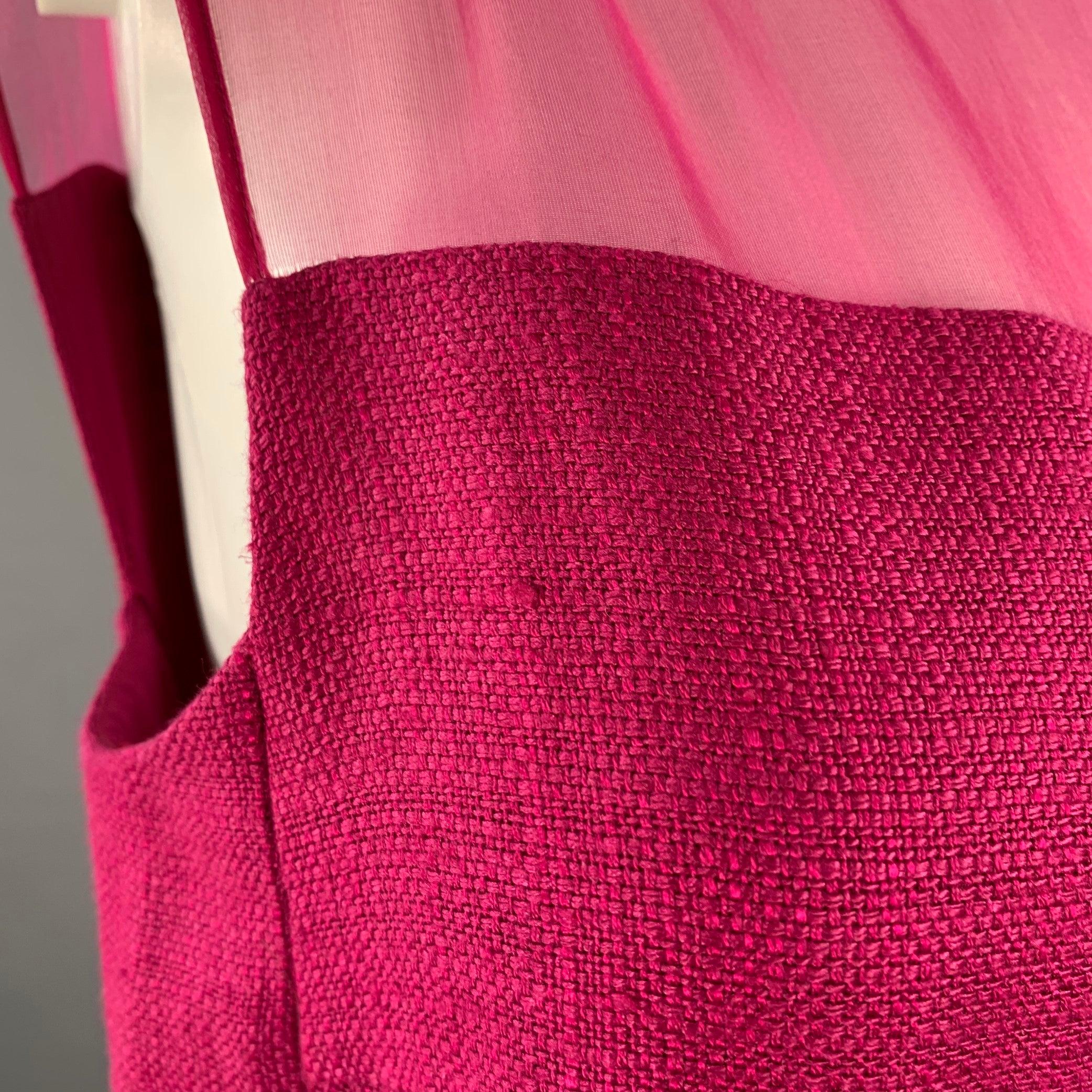GIAMBATTISTA VALLI Size XXS Raspberry Linen Blend Woven Sleeveless Dress In Good Condition For Sale In San Francisco, CA