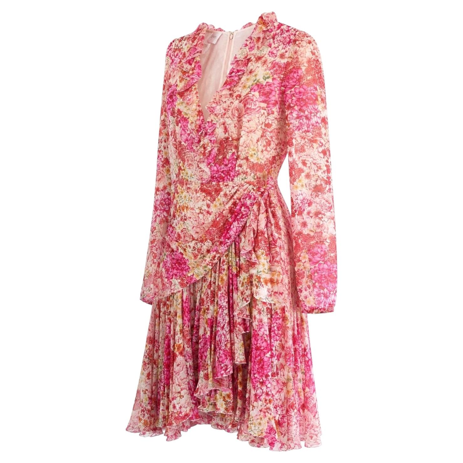 Giambattista Valli Spring 2019 Floral Silk Chiffon Dress IT42/UK10