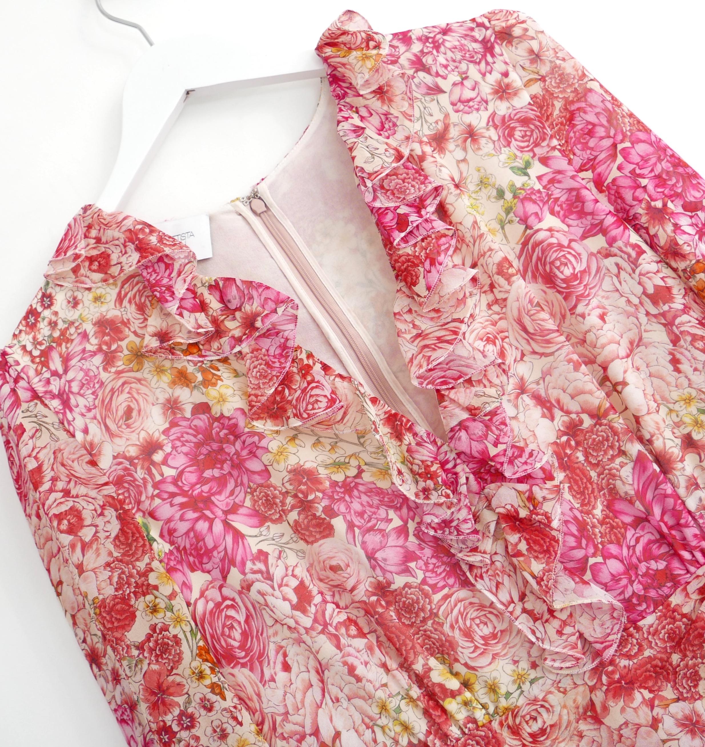 Giambattista Valli Spring 2019  Floral Silk Dress  In New Condition For Sale In London, GB
