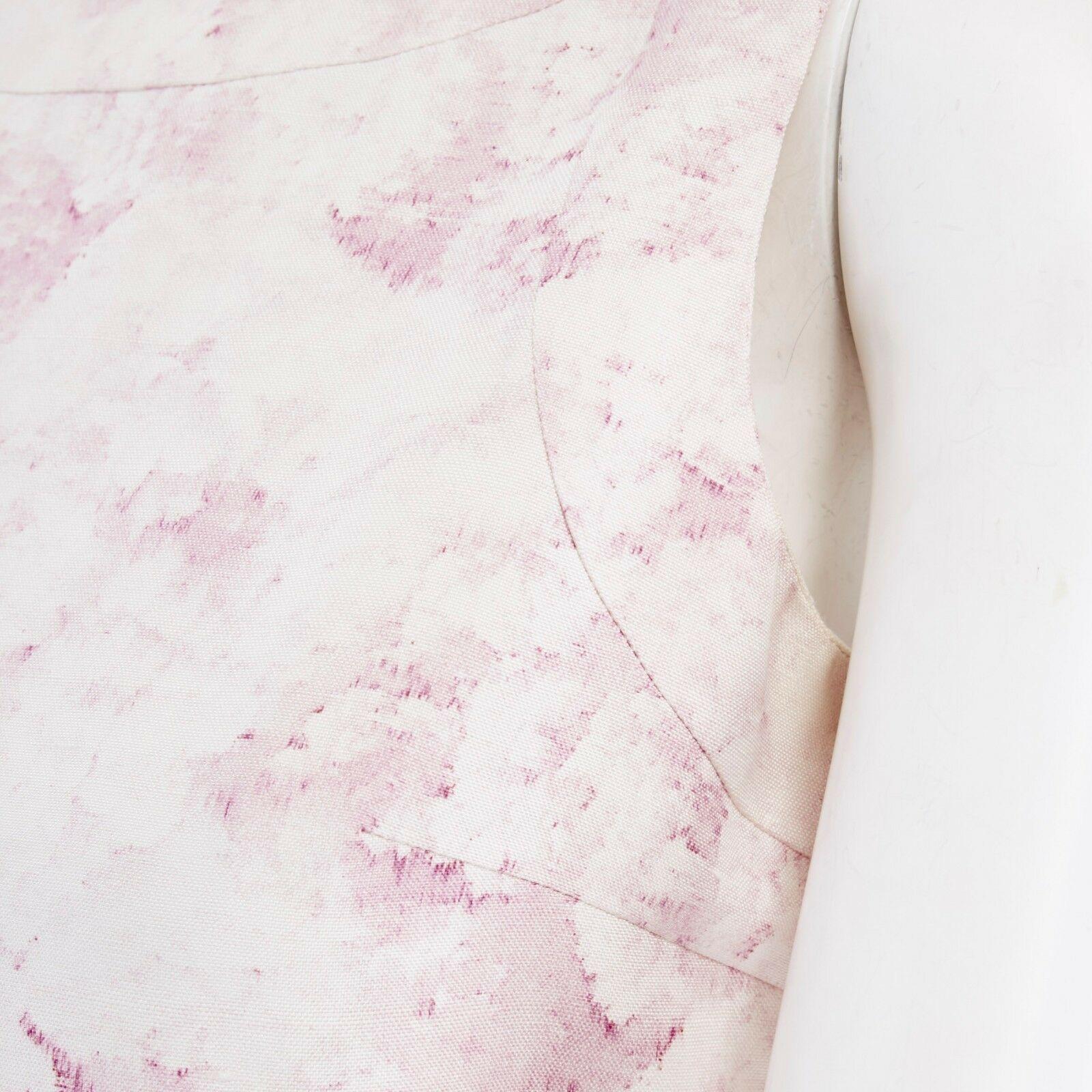 GIAMBATTISTA VALLI white blush pink floral print silk bubble front dress IT40 S 5