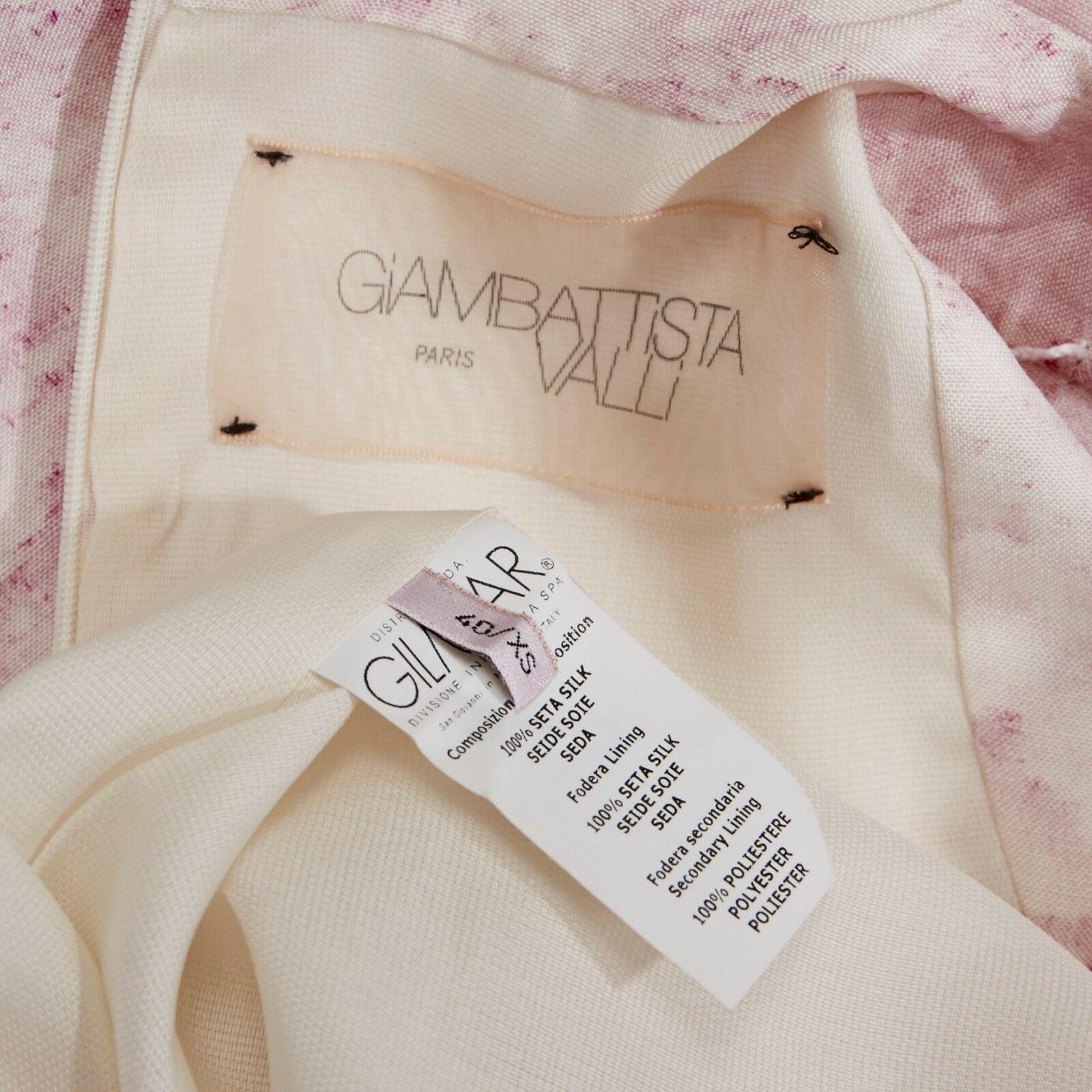 GIAMBATTISTA VALLI white blush pink floral print silk bubble front dress IT40 S 6