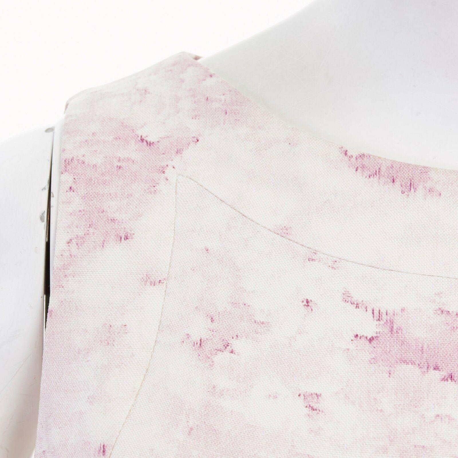 GIAMBATTISTA VALLI white blush pink floral print silk bubble front dress IT40 S 4