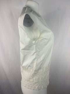 Giambattista Valli White Cotton and Lace Top Blouse, Size 42 / S