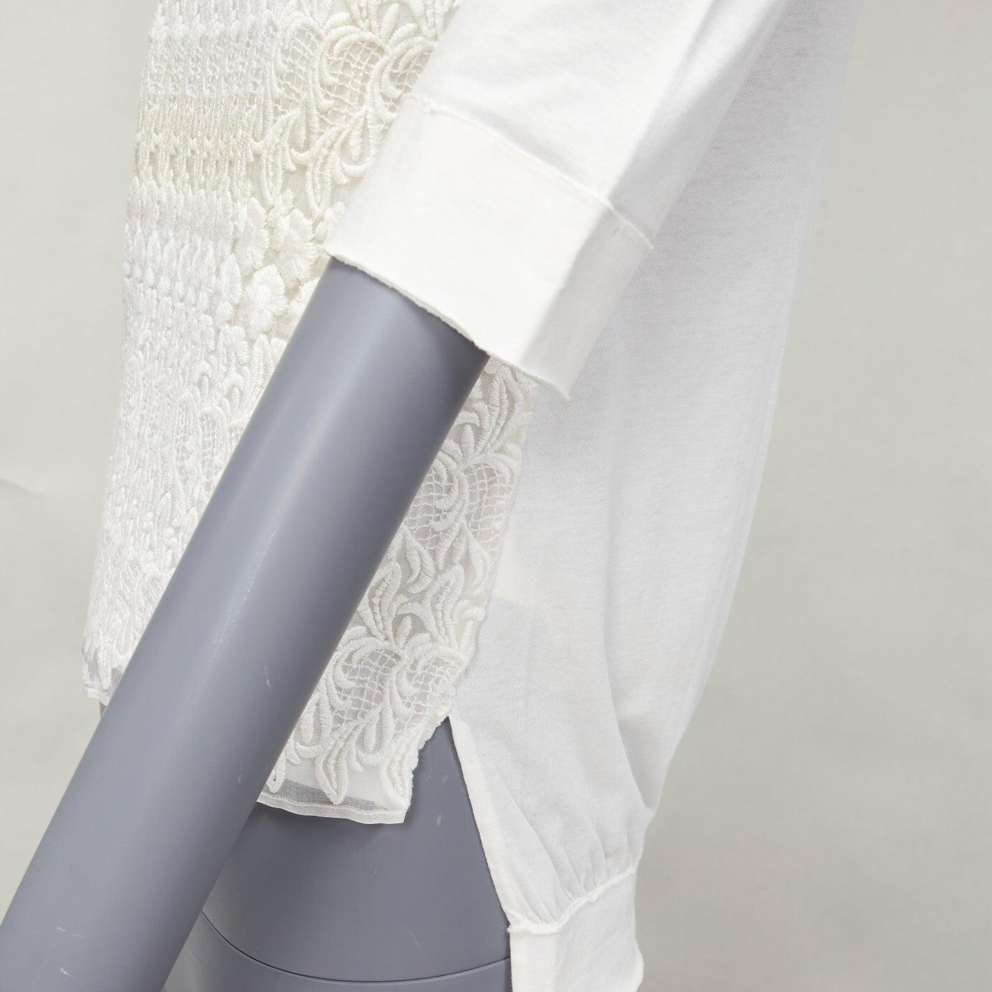 GIAMBATTISTA VALLI white cotton blend lace overlay front tshirt IT38 XS
Reference: LNKO/A02301
Brand: Giambattista Valli
Material: Cotton, Blend
Color: White
Pattern: Solid
Closure: Pullover
Made in: Italy

CONDITION:
Condition: Poor, this item was