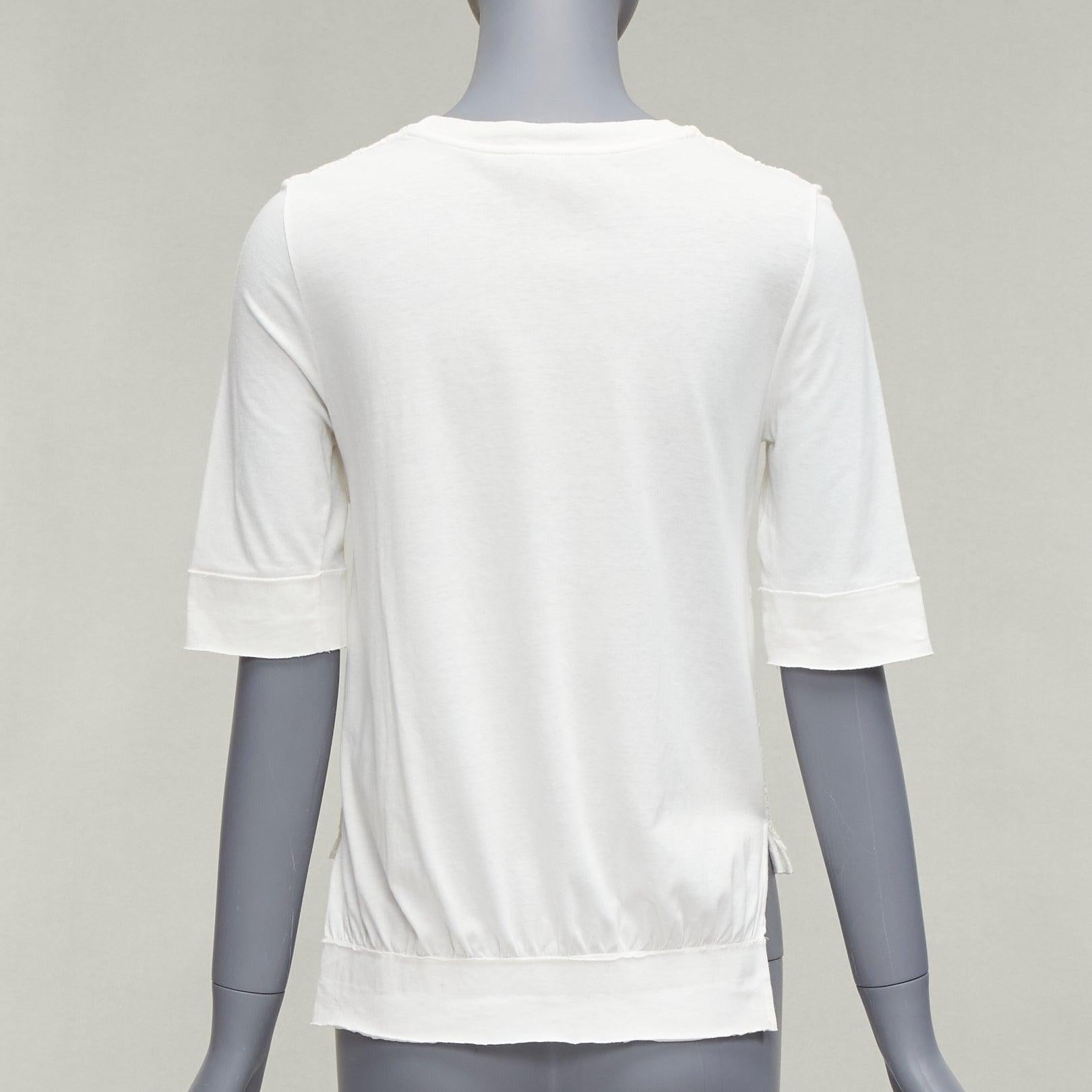 Women's GIAMBATTISTA VALLI white cotton blend lace overlay front tshirt IT38 XS For Sale