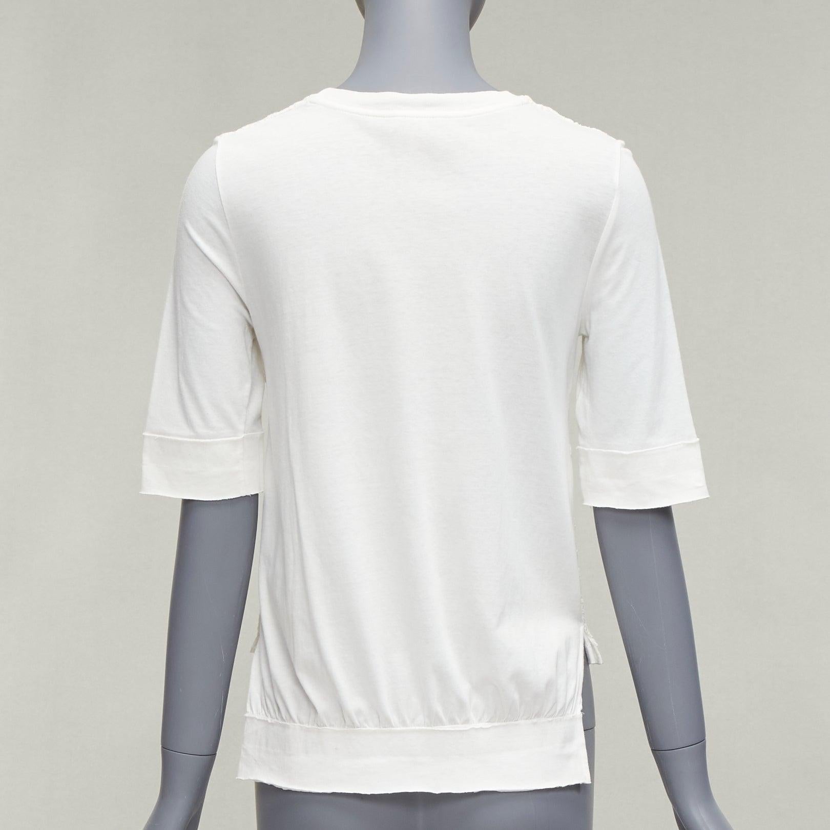 GIAMBATTISTA VALLI white cotton blend lace overlay front tshirt IT38 XS For Sale 1