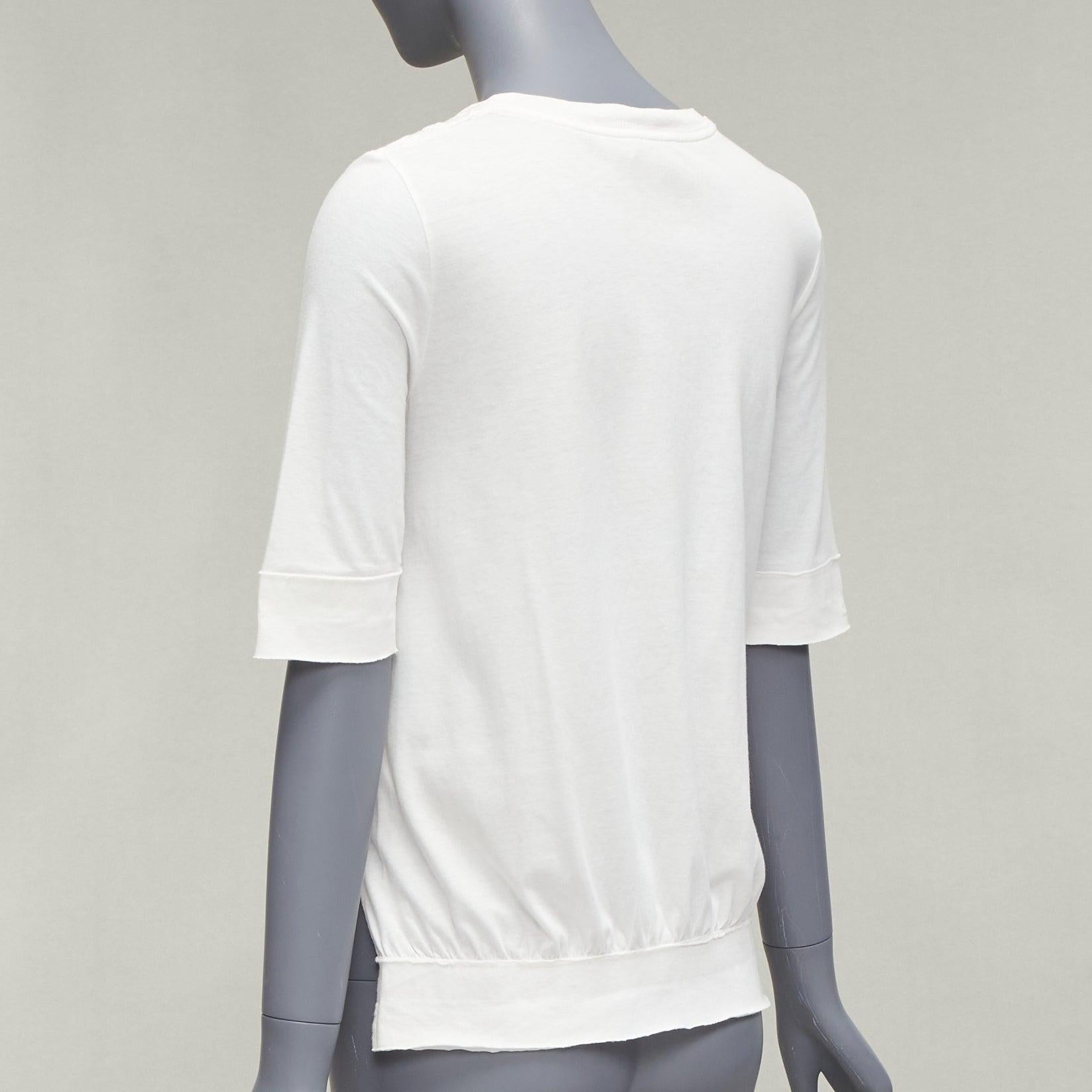 GIAMBATTISTA VALLI white cotton blend lace overlay front tshirt IT38 XS For Sale 1