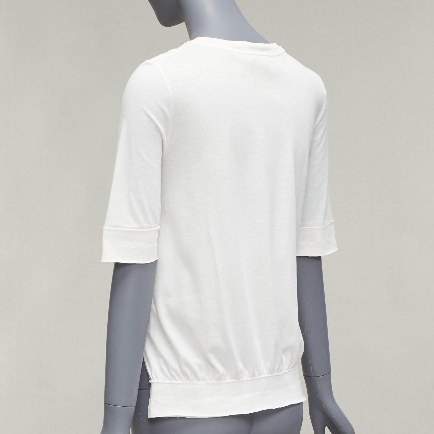 GIAMBATTISTA VALLI white cotton blend lace overlay front tshirt IT38 XS For Sale 2