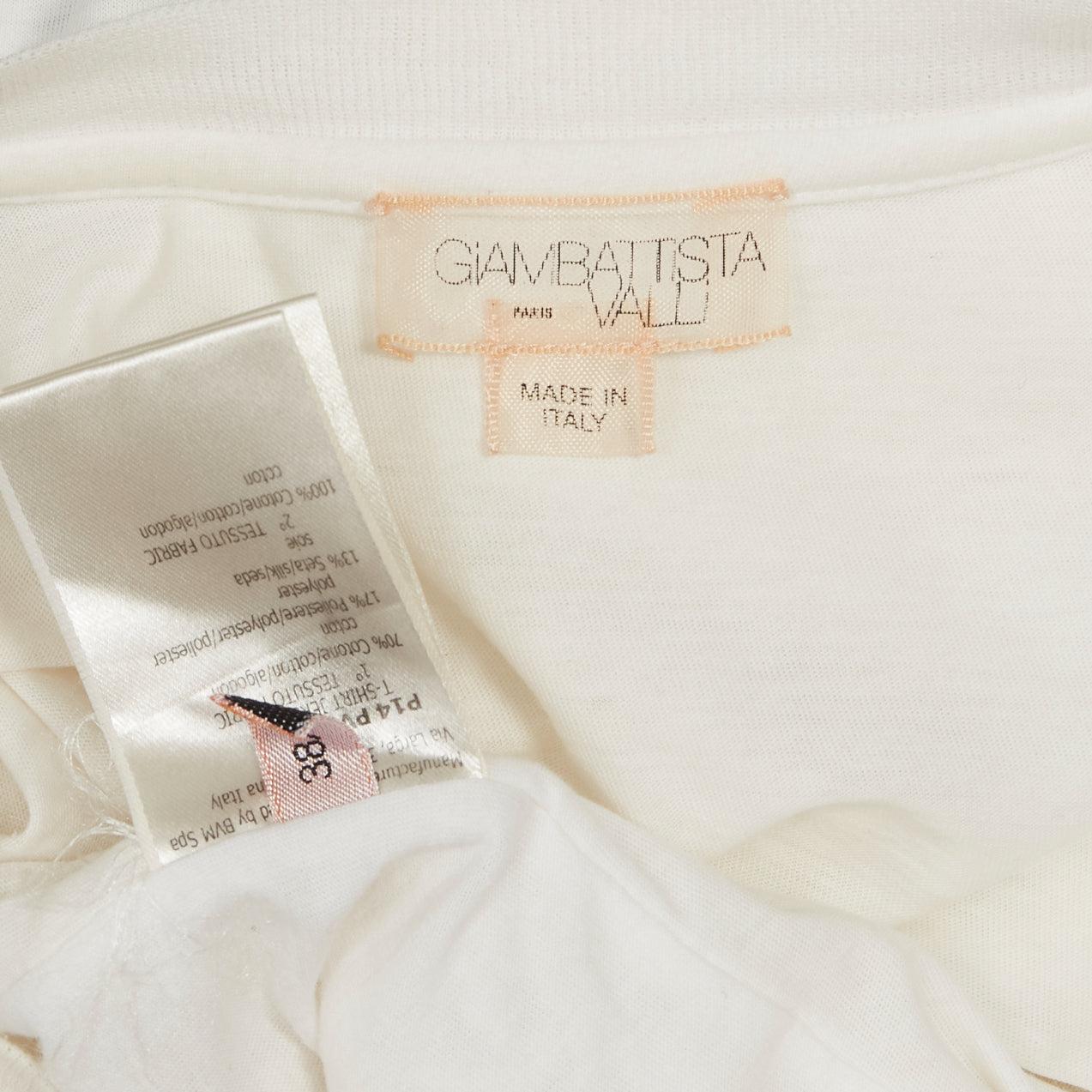 GIAMBATTISTA VALLI white cotton blend lace overlay front tshirt IT38 XS For Sale 3