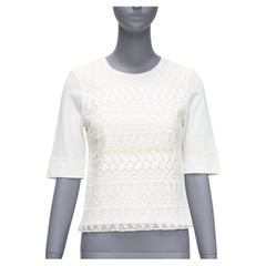 CAMISETA GIAMBATTISTA VALLI blanca de encaje en mezcla de algodón IT38 XS