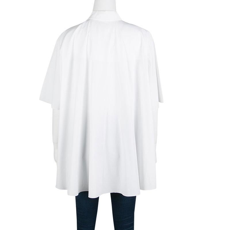 Gray Giambattista Valli White Cotton Short Flared Sleeve Shirt S
