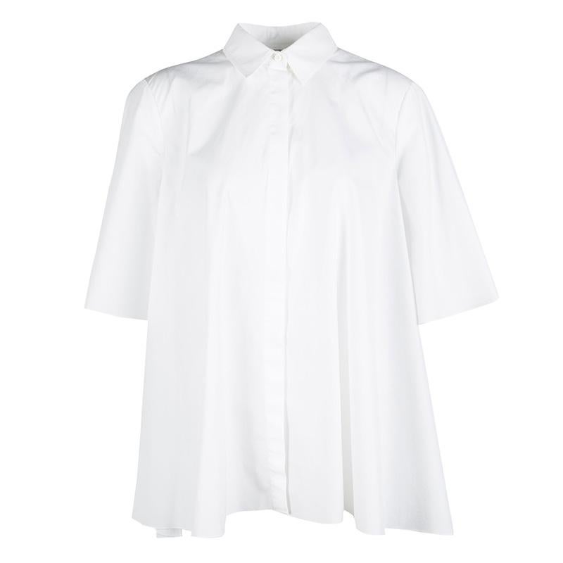 Giambattista Valli White Cotton Short Flared Sleeve Shirt S