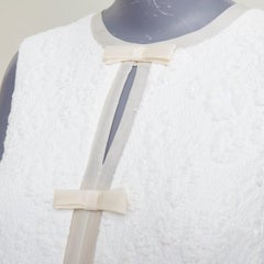 GIAMBATTISTA VALLI white flora boucle silk bow fit flare mini dress IT40 XS