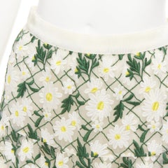 GIAMBATTISTA VALLI weiß grün besticktes Gänseblümchen Baumwollmischung Midirock IT38 XS