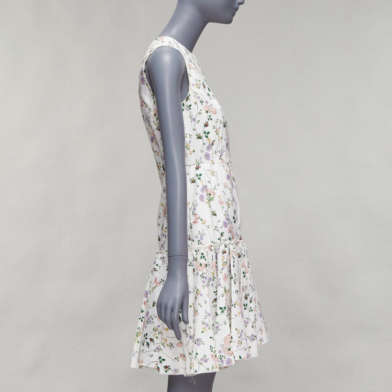 GIAMBATTISTA VALLI vestido acampanado ajustado de seda verde blanco con estampado floral IT42 M en Bueno estado para la venta en Hong Kong, NT