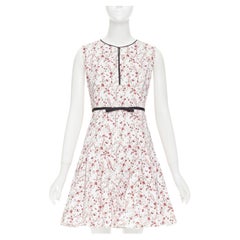 GIAMBATTISTA VALLI  white green nylon silk floral print ribbon waist dress IT42