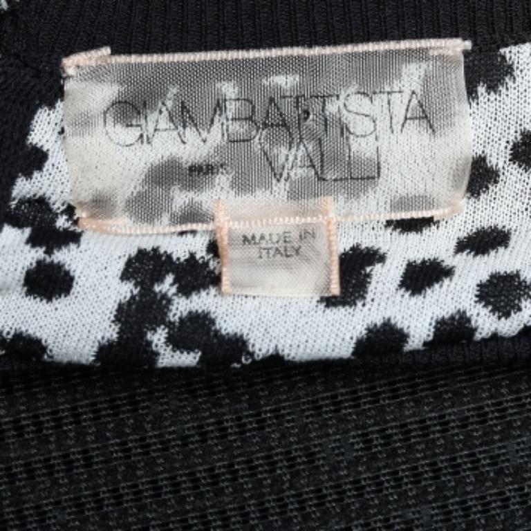 Giambattista Valli & White Polka Printed Knit Flared Hem Detailed Midi Dress S For Sale 1