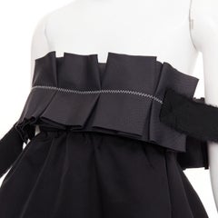 GIAMBATTISTA VALLI wool silk strapless ruffled tie sleeve flared dress IT40 XS