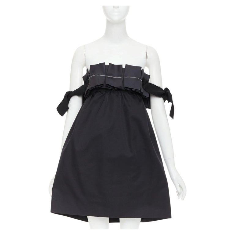 giambattista valli little black dresses wool silk strapless ruffled tie sleeve flared dress IT40 XS For Sale at 1stDibs UPC:UPCA